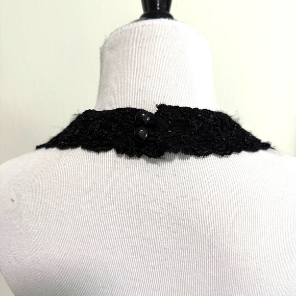 VTG Cache Y2K Babydoll Halter Top M Black Sheer Mesh Beaded Lace Whimsigoth Vamp - Picture 9 of 13